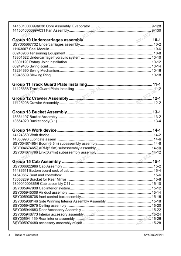 SANY SY500C2I3KH Excavator Parts Catalog - Image 3