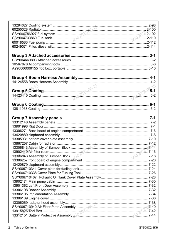 SANY SY500C2I3KH Excavator Parts Catalog - Image 8