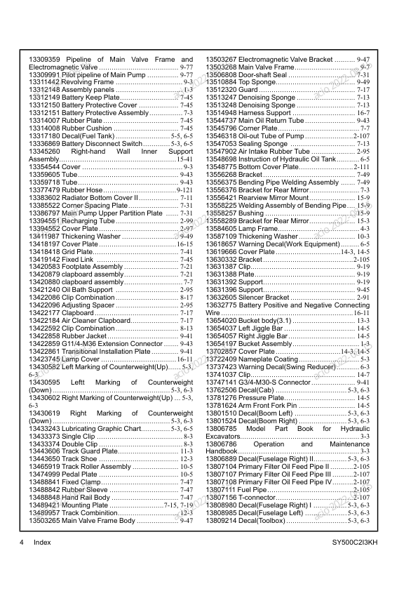 SANY SY500C2I3KH Excavator Parts Catalog - Image 15