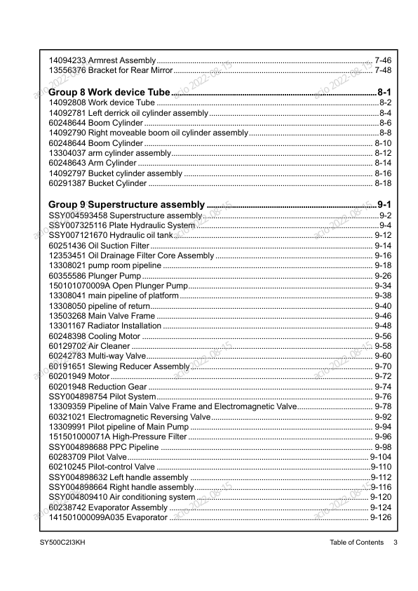 SANY SY500C2I3KH Excavator Parts Catalog - Image 9