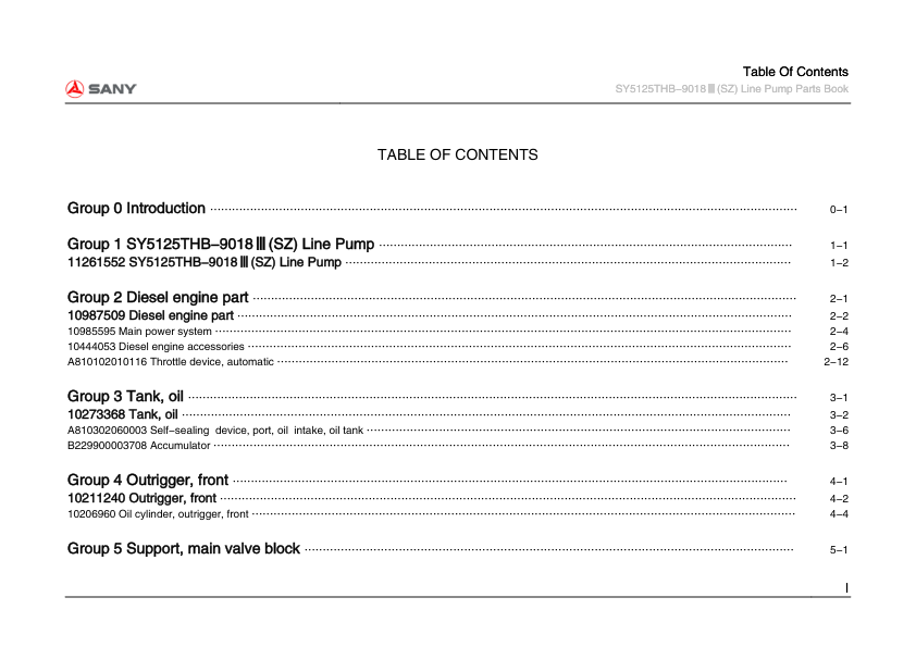 SANY SY5125THB-9018 III Line Pump Parts Catalog - Image 5