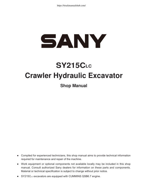 SANY SY515C LC Excavator Service Manual - Image 2