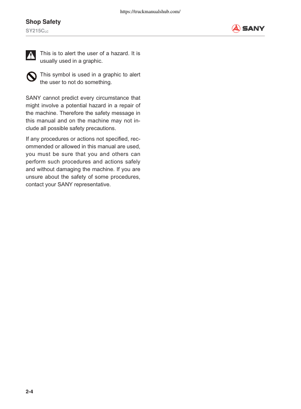 SANY SY515C LC Excavator Service Manual - Image 16