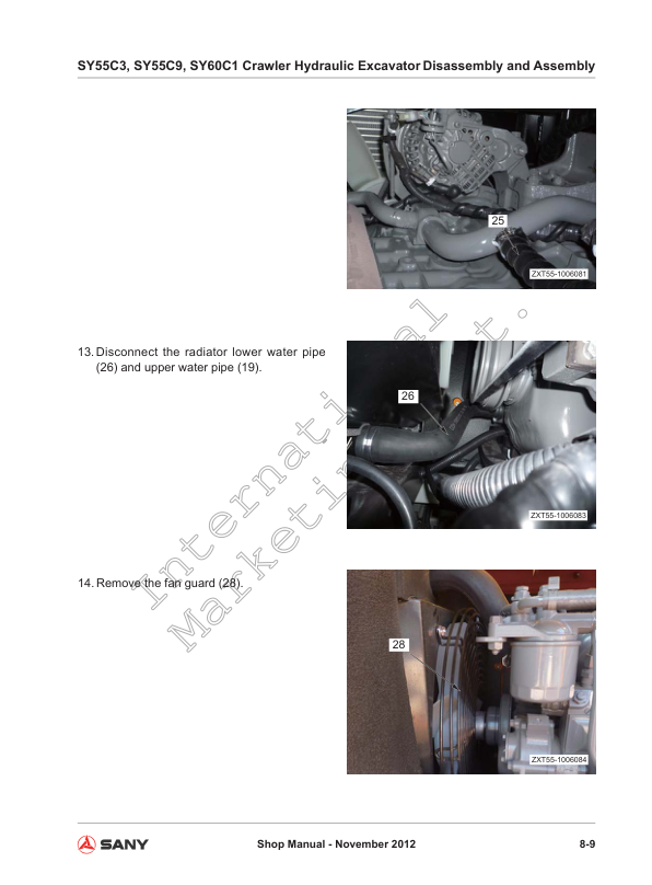 SANY SY55C3 SY55C9 SY60C1 Hydraulic Excavator Service Manual - Image 13