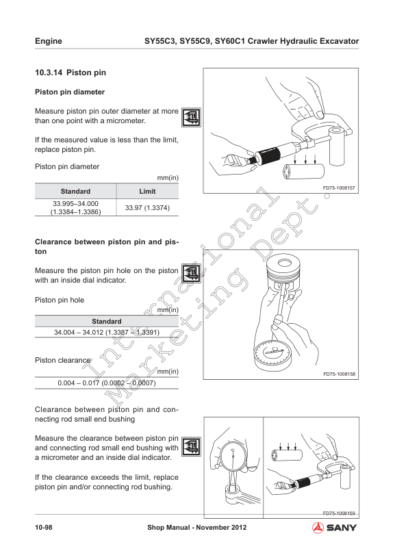 SANY SY55C3 SY55C9 SY60C1 Hydraulic Excavator Service Manual - Image 16
