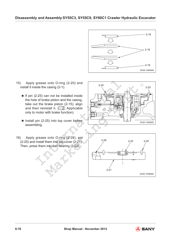 SANY SY55C3 SY55C9 SY60C1 Hydraulic Excavator Service Manual - Image 14