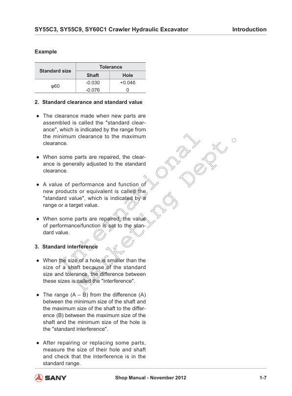 SANY SY55C3 SY55C9 SY60C1 Hydraulic Excavator Service Manual - Image 10