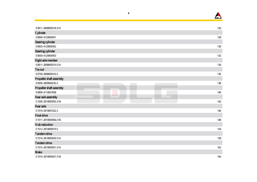 SDLG G9138 Motor Grader Parts Catalog - Image 10