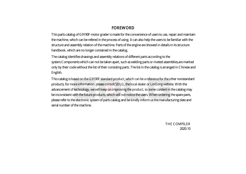 SDLG G9190F Motor Grader Parts Catalog - Image 5