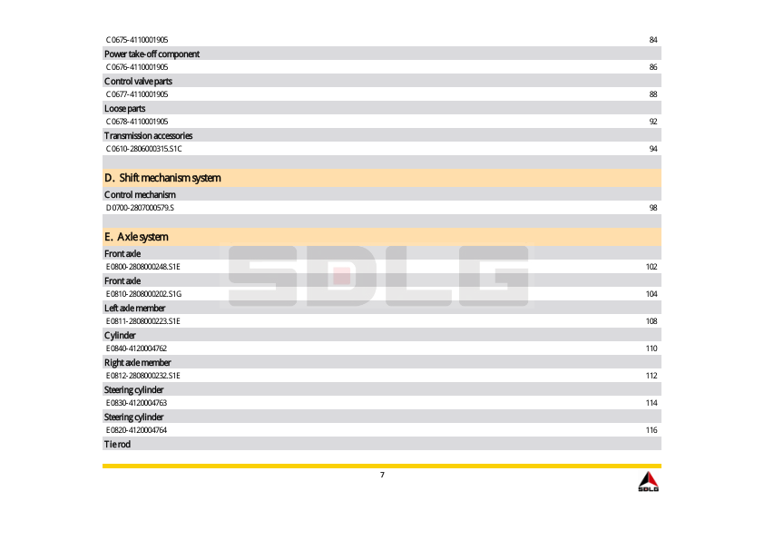SDLG G9190F Motor Grader Parts Catalog - Image 8