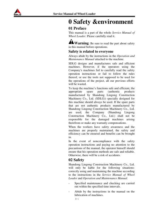 SDLG L936 L938 Wheel Loader Service Manual - Image 5