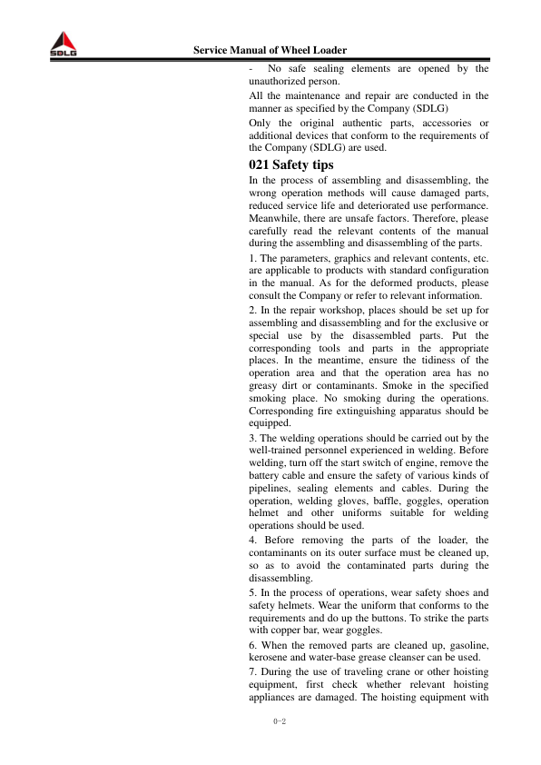 SDLG L956F Wheel Loader Service Manual - Image 6