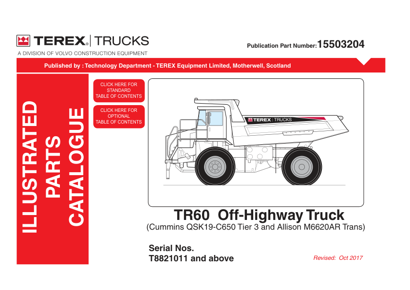 TEREX TR60 Off-Highway Truck Parts Catalog SN T8821011 and Above - Image 2