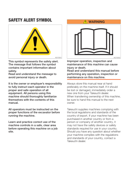 Takeuchi TB235-2 Excavator Operators Manual SN from 123600005 - Image 4