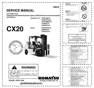Komatsu CX20 Forklift Truck Service Manual SN 130001A and UP
