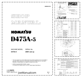 Komatsu D475A-5 Dozer Workshop Manual SN 20001 and UP