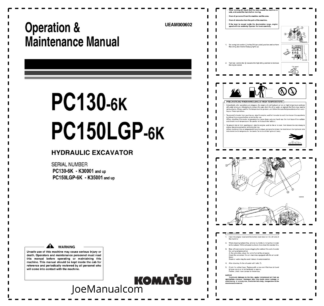 Komatsu PC130-6K PC150LGP-6K Excavator Operation and Maintenance Manual SN K60001 K35001 and UP