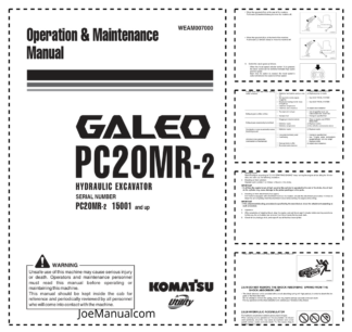 Komatsu PC20MR-2 Galeo Excavator Operation and Maintenance Manual SN 15001 and UP