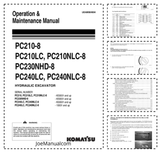 Komatsu PC210-8 210LC 210NLC-8 PC230NHD-8 PC240LC PC240NLC-8 Excavator Operation and Maintenance Manual