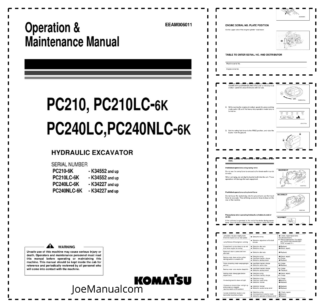 Komatsu PC210 PC210LC-6K PC240LC PC240NLC-6K Excavator Operation and Maintenance Manual