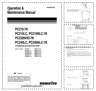 Komatsu PC210 PC210LC PC21-NLC PC230NHD PC240LC PC240NLC-7K Excavator Operation and Maintenance Manual