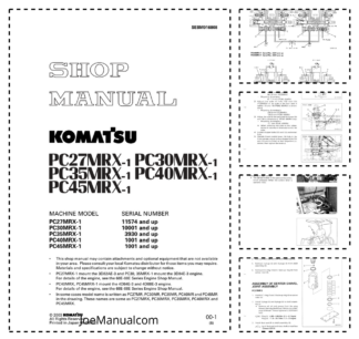 Komatsu PC27 PC30 PC35 PC40 PC45 MRX-1 Excavator Workshop Manual