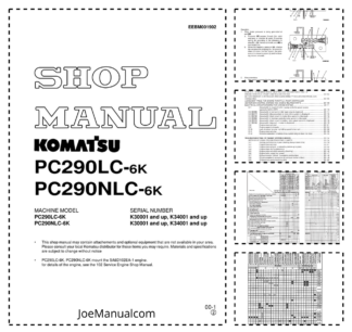 Komatsu PC290LC-6K PC290NLC-6K Excavator Workshop Manual SN K30001 K34001