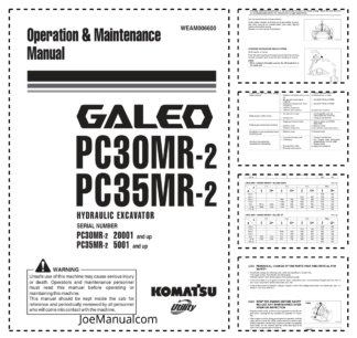 Komatsu PC30MR-2 PC35MR-2 Galeo Excavator Operation and Maintenance Manual SN 20001 5001 and UP