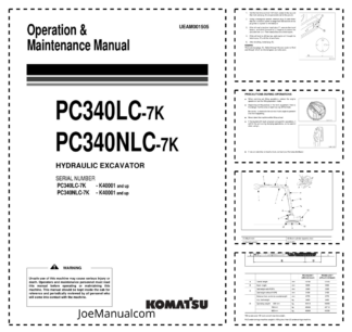 Komatsu PC340LC-7K PC340NLC-7K Excavator Operation and Maintenance Manual SN K40001 and UP