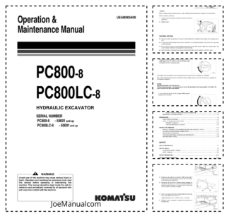 Komatsu PC800-8 PC800LC-8 Excavator Operation and Maintenance Manual SN 50001 and UP