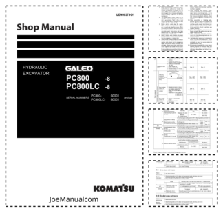 Komatsu PC800-8 PC800LC-8 Excavator Workshop Manual SN 50001 and UP