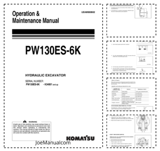 Komatsu PW130ES-6K Excavator Operation and Maintenance Manual SN K34001 and UP
