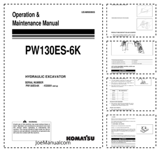 Komatsu PW130ES-6K Excavator Operation and Maintenance Manual SN K35001 and UP