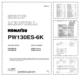 Komatsu PW130ES-6K Excavator Workshop Manual SN K32001 K34001 and UP