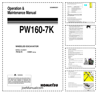 Komatsu PW160-7K Wheeled Excavator Operation and Maintenance Manual SN K40001 and UP