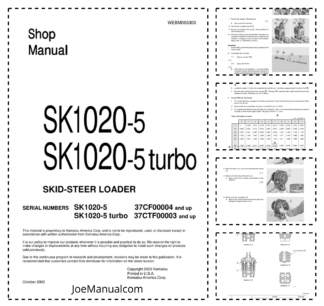 Komatsu SK1020-5 SK1020-5 Turbo Skid Steer Workshop Manual WEBD005300