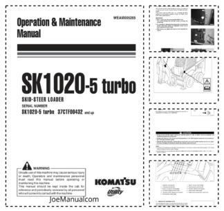 Komatsu SK10205 Turbo Skid Steer Operation and Maintenance Manual SN 37CTF00432 and UP
