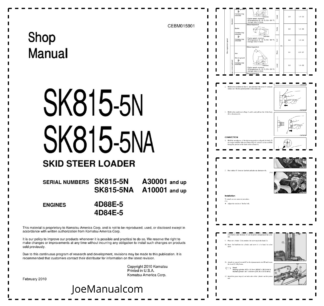 Komatsu SK815-5 SK815-5NA Skid Steer Workshop Manual SN A300001 A10001 and UP