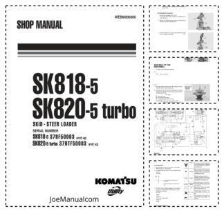 Komatsu SK818-5 SK820-5 Turbo Skid Steer Workshop Manual SN 50003 and UP