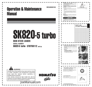 Komatsu SK820-5 Turbo Skid Steer Operation and Maintenance Manual SN 37BTF50112 and UP
