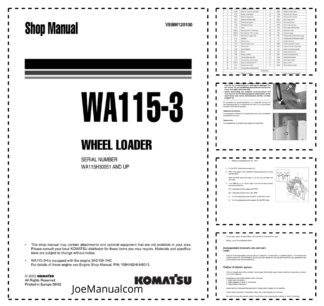 Komatsu WA115-3 Wheel Loader Workshop Manual SN WA115H30051 and UP