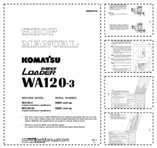 Komatsu WA120-3 Avance Wheel Loader Workshop Manual SN 50001 and UP