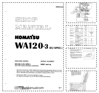 Komatsu WA120-3 EU Spec Wheel Loader Workshop Manual SN 53001 and UP