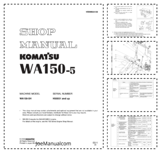 Komatsu WA150-5 Wheel Loader Workshop Manual SN 50051 and UP