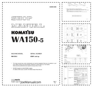Komatsu WA150-5 Wheel Loader Workshop Manual SN 65001 and UP