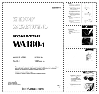 Komatsu WA180-1 Wheel Loader Workshop Manual SN 10001 and UP SEBM034906