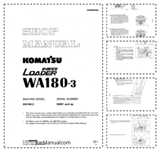 Komatsu WA180-3 Avance Wheel Loader Workshop Manual SN 50001 and UP