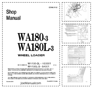 Komatsu WA180- WA180L-3 Wheel Loader Workshop Manual SN A80001 54001 and UP