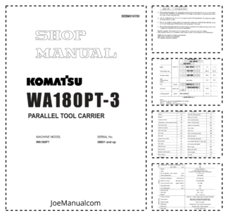 Komatsu WA180PT-3 Wheel Loader Workshop Manual SN 50001 and UP
