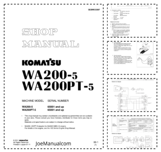 Komatsu WA200-5 WA200PT-5 Wheel Loader Workshop Manual SN 65001 and UP